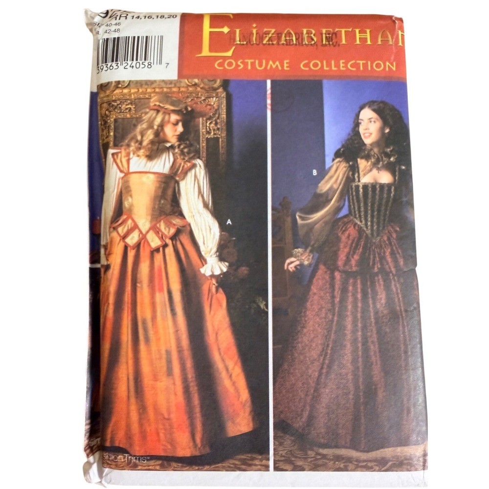 UNCUT Simplicity 9256 Sewing Pattern Size RR 14-20 Elizabethan Gown Renaissance